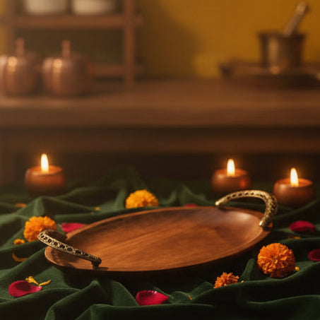 Oval Dokra Handle Tray