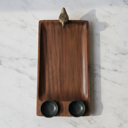 Double Bowl Wooden Tray