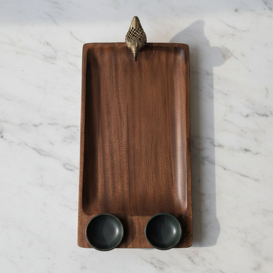 Double Bowl Wooden Tray