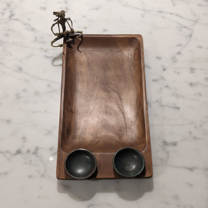 Double Bowl Wooden Tray